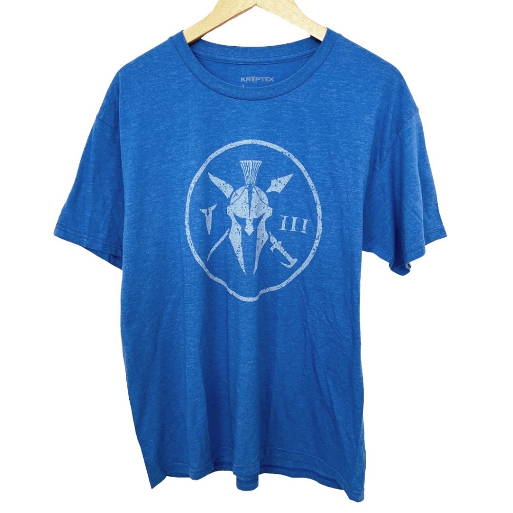 NWOT Kryptek Spartan Helmet Short Sleeve Graphic T-Shirt Blue Men's Large